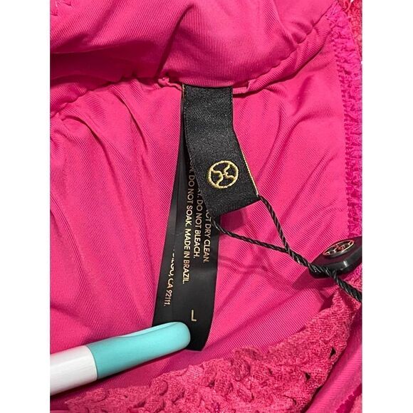 Vix Paula Hermanny Scales Helen Laser Cut Triangle Bikini Top Swim Pink Large - Picture 10 of 15